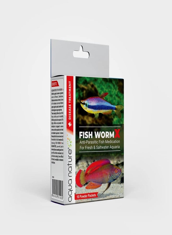aqua nature Fish Worm X Anti- Parasitic Deworming Fish Medication For Freshwater & Saltwater Aquaria (10 Powder Packs) - Image 2